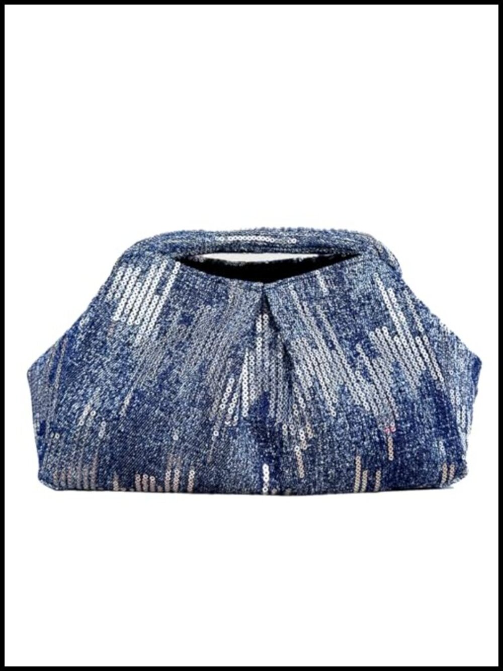 Sequin Denim Cloud Clutch Evening Bag with Top Handle